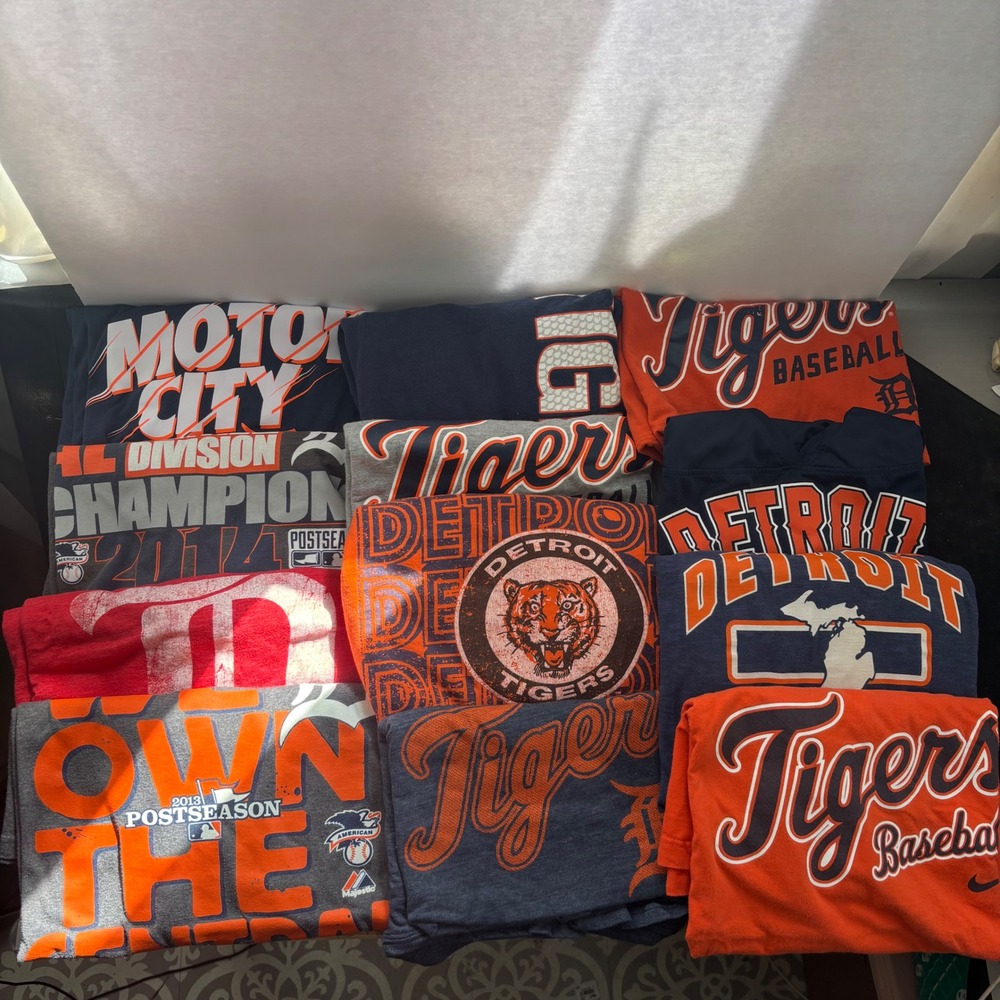 12‎ Pc Detroit Tigers T-Shirt Lot XL/XXL Navy Orange Gray MLB VTG Modern